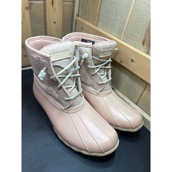 Sperry Womens Saltwater Duck Boots Size 10 Pink Quilted 3M Thinsulate Water-Resi - Picture 2 of 11